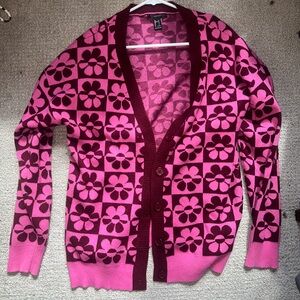 Forever 21 Pink and Burgundy Floral Sweater